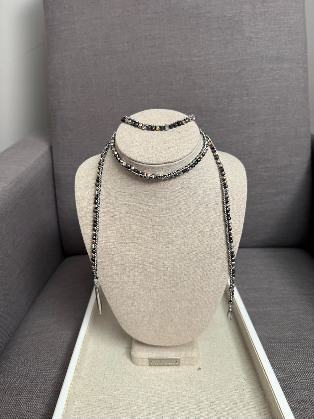 Stella & Dot Zoe Lariat Necklace in Silver